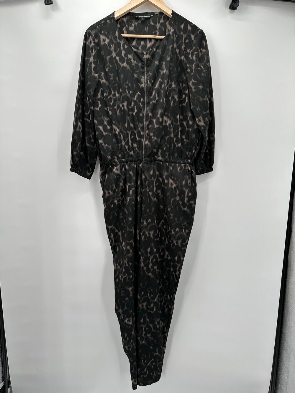 W118 by Walter Baker Long Sleeve Zipper Elastic Waist Jumpsuit // L